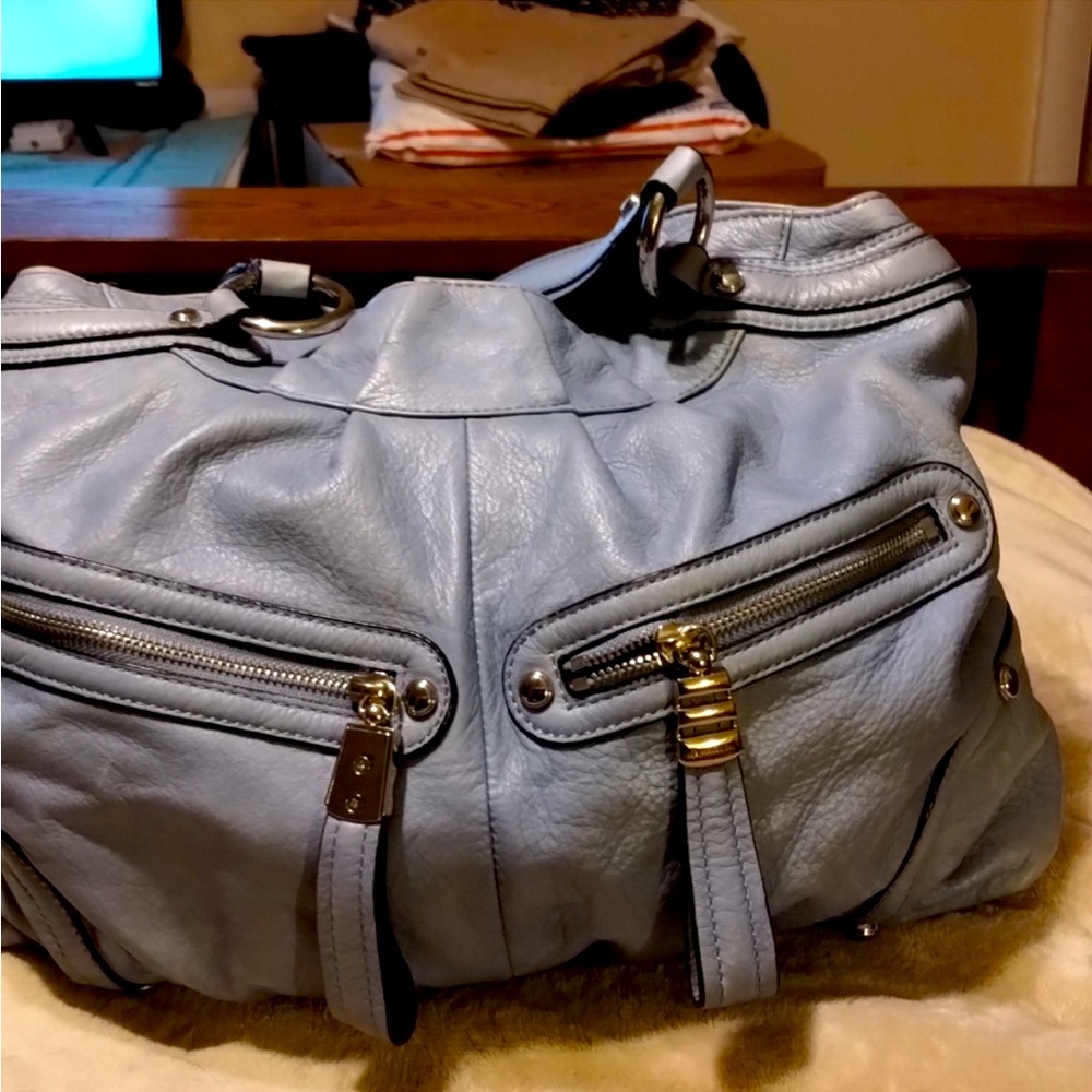 B MAKOWSKY - Women’s Light Blue, Soft Leather Shoulder Bag